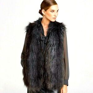 COPY - DKNY Faux Fur Ombre Vest-Blk/Gry-Size P(4-6,Small/Petite)